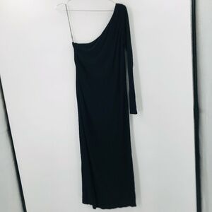 Ralph Lauren One Shoulder Long Sleeve Midi Dress Black Size 4